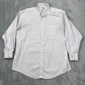 Brooks Brothers Madison Button Down Dress Shirt 16.5-33 White Non Iron Gingham